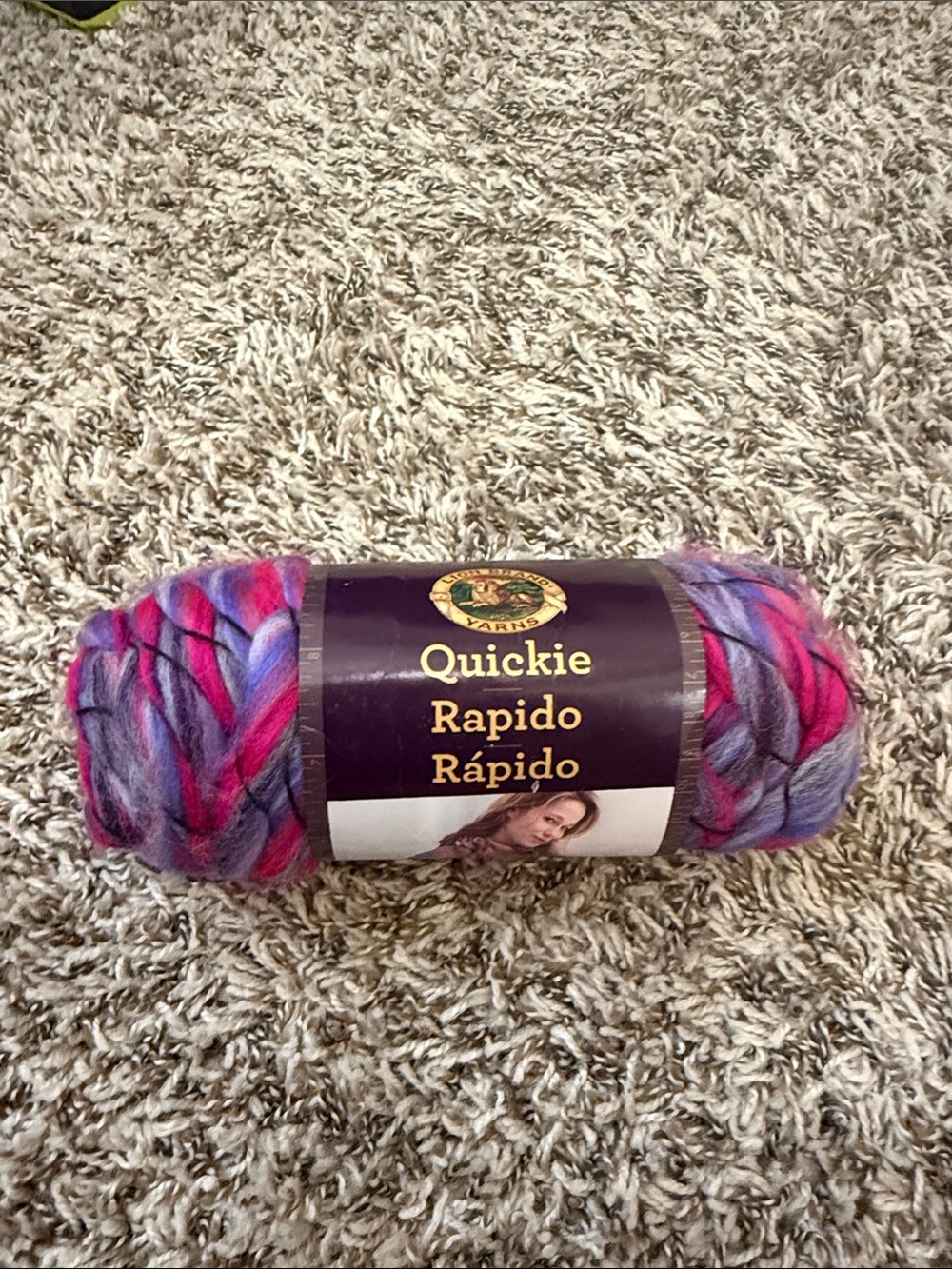 Lion Brand Quickie Multicolor Chunky Yarn - Pink, Purple, Gray Blend